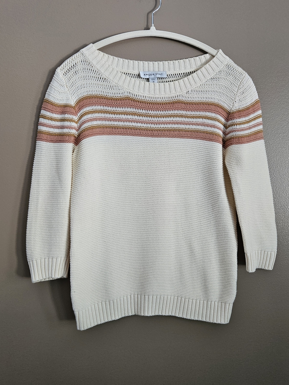A New Day Cream Striped Knit Sweater